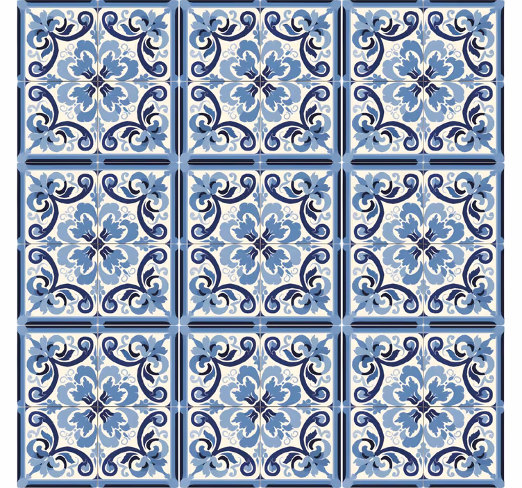 Rollo fenster blau mit blau-weißer blumenmuster - TenStickers