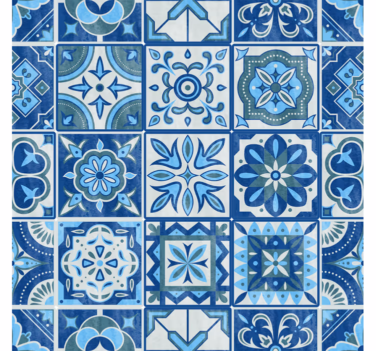 Rollo fenster blau im talavera-blau-muster - TenStickers