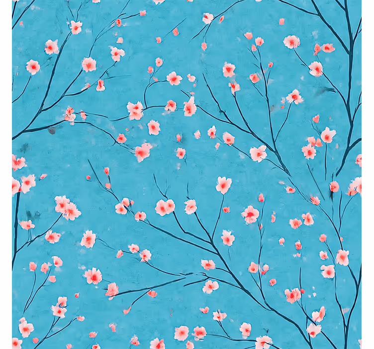 Rollo fenster blau mit teal kirschblüten - TenStickers