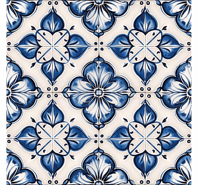 Rollo fenster blau mit blauem blumenmuster - TenStickers