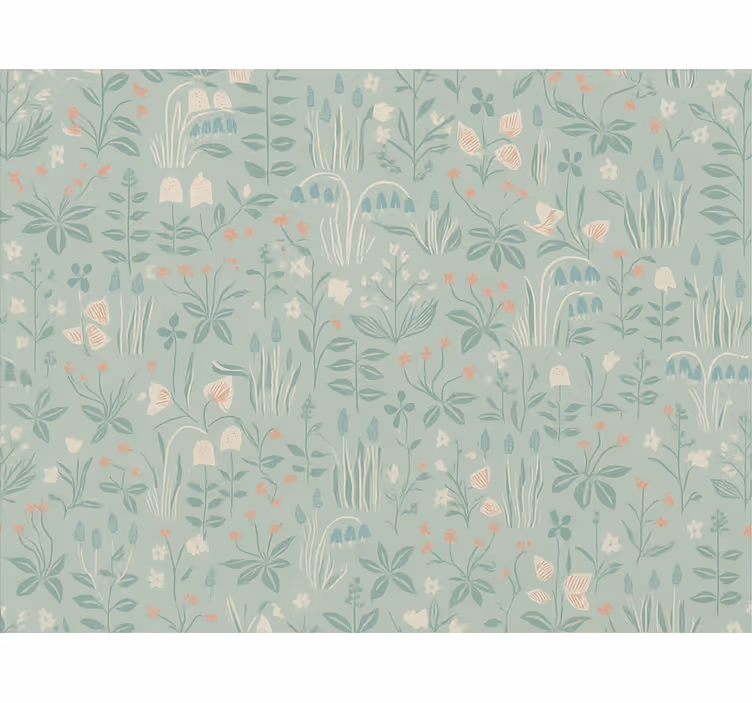 Rollo fenster blau im skandinavischen blumenmuster - TenStickers