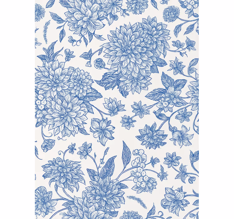 Rollo fenster blau mit blauen dahlienblüten - TenStickers