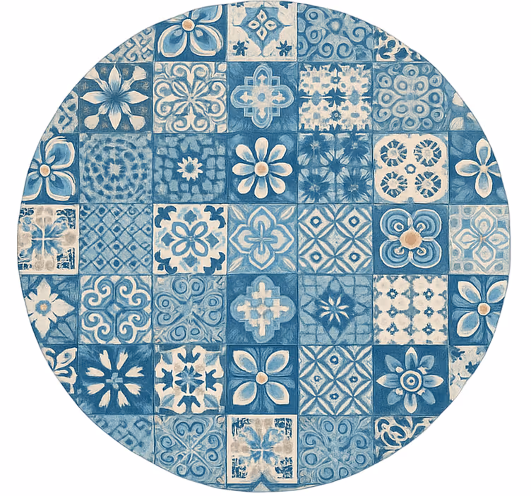 Rollo fenster blau mit runden mosaikfliesen - TenStickers