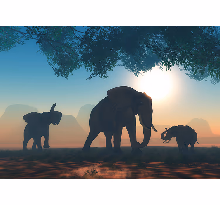 Rollo wohnzimmer wilde elefant - TenStickers