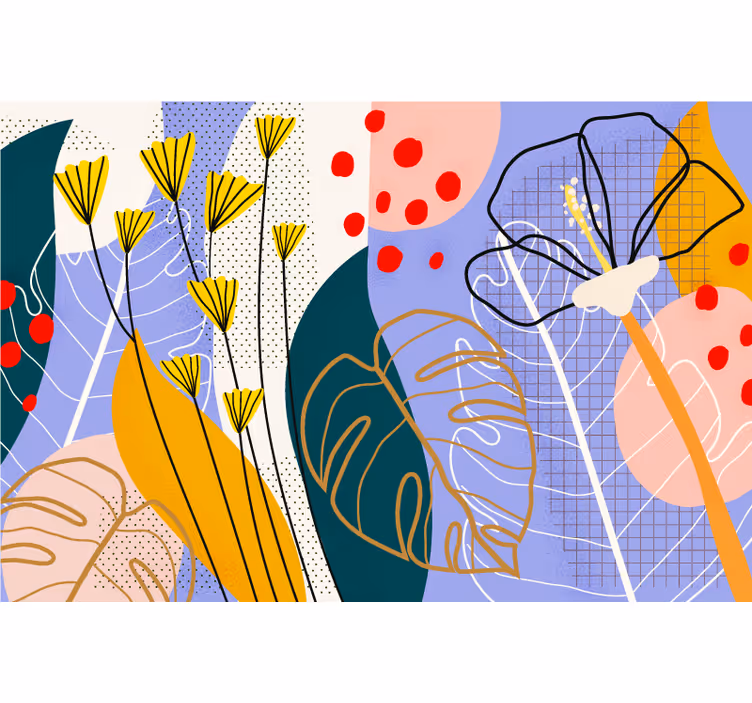 Rollo wohnzimmer mit buntem blumenmuster - TenStickers