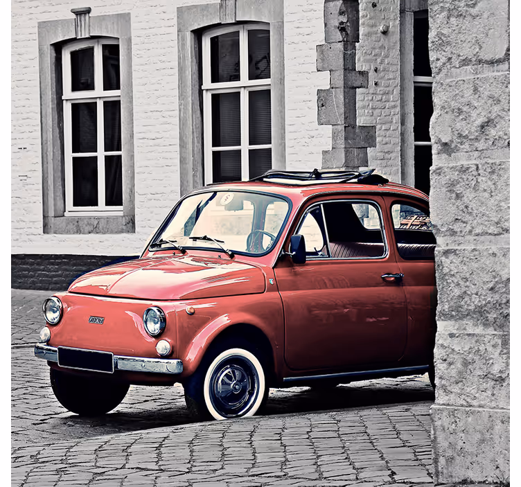 Rollo wohnzimmer im vintage stil fiat 500 - TenStickers