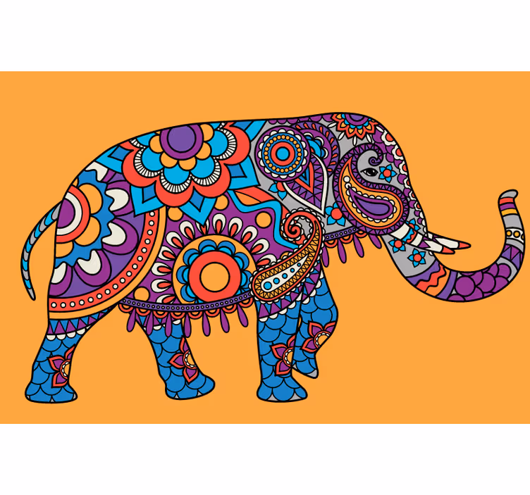 Rollo wohnzimmer mit bunten elefanten-mandala - TenStickers