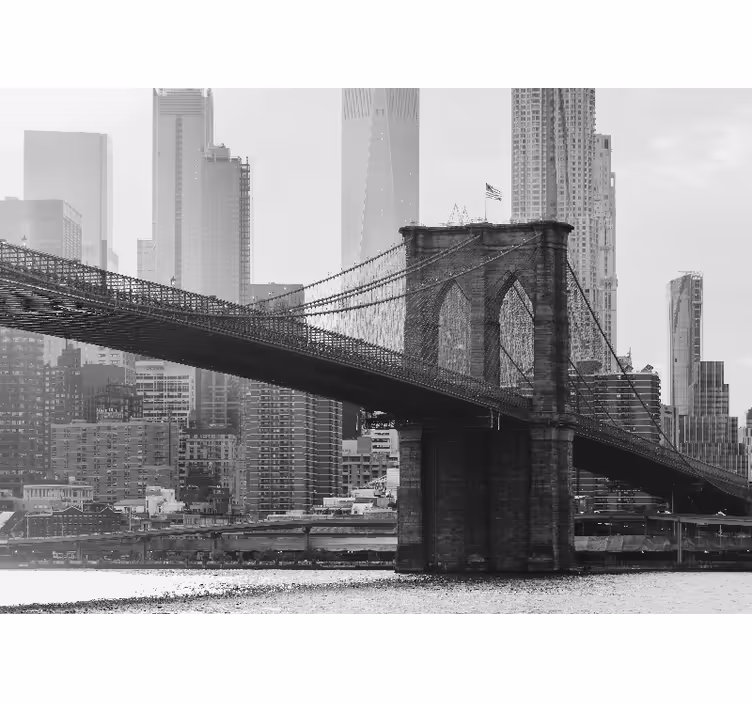 Rollo wohnzimmer mit schwarz-weiß-bild der brooklyn bridge - TenStickers