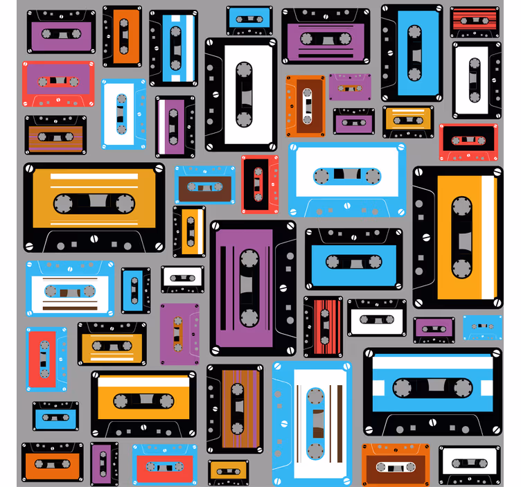 Rollo wohnzimmer im retro 80er jahre kassettendesign - TenStickers