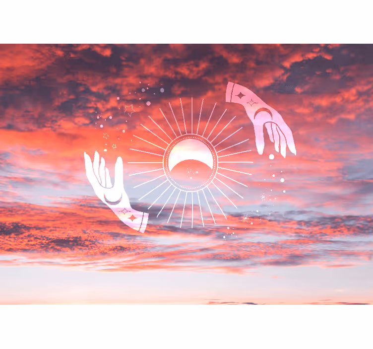 Rollo wohnzimmer zen zwei hände im himmel - TenStickers