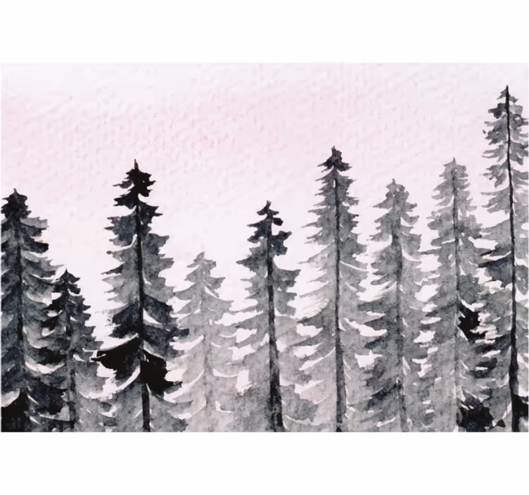 Rollo wohnzimmer aquarell holz wald grau - TenStickers