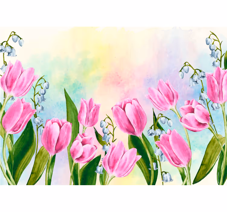 Rollo wohnzimmer viele tulpen nebeneinander - TenStickers