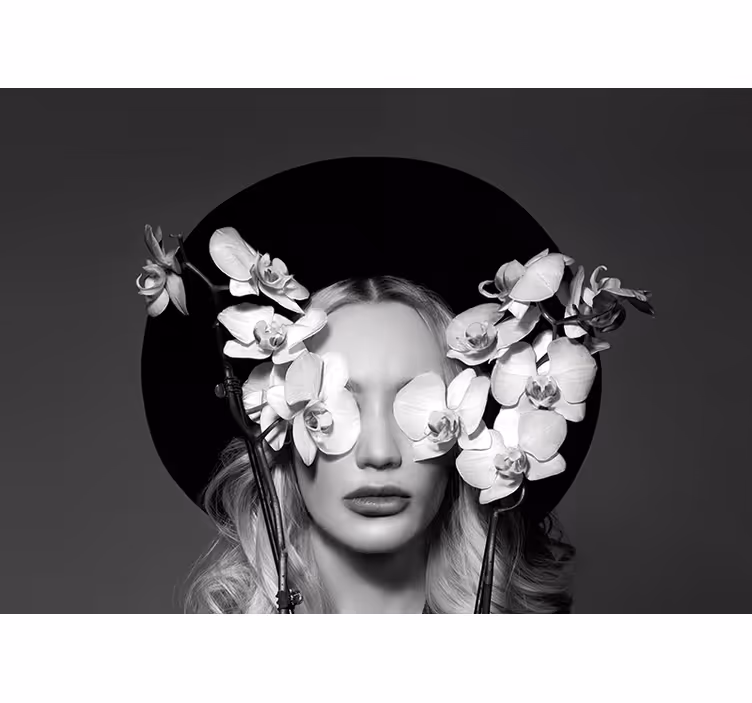 Rollo wohnzimmer frau mit blumenhut - TenStickers