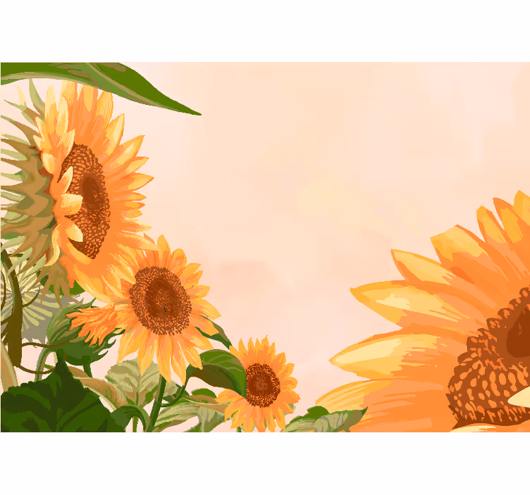 Rollo wohnzimmer mit gemalten sonnenblumen - TenStickers