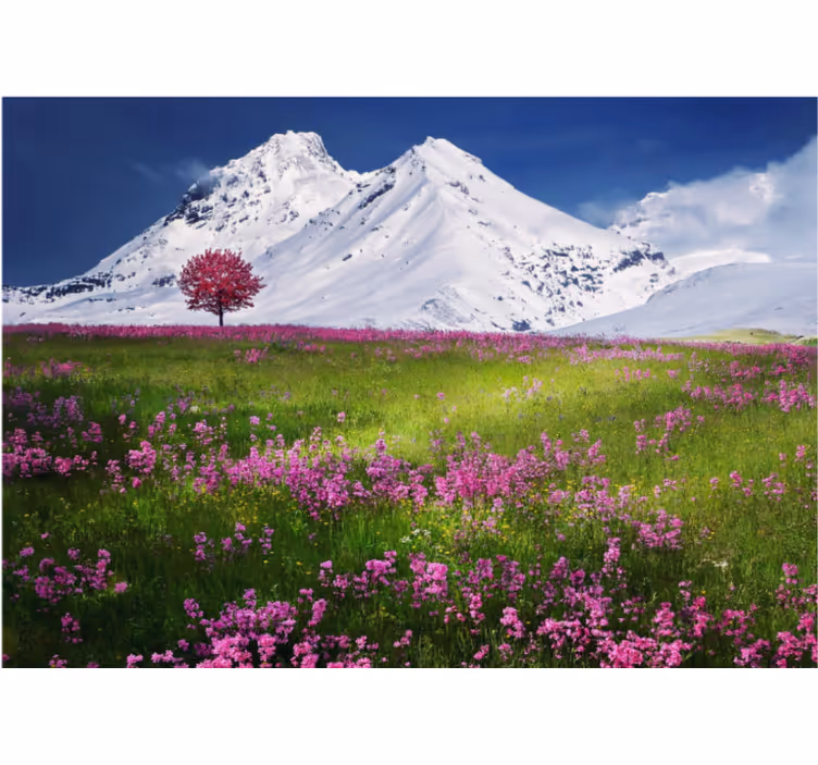 Rollo wohnzimmer blumenlandschaft in den bergen - TenStickers