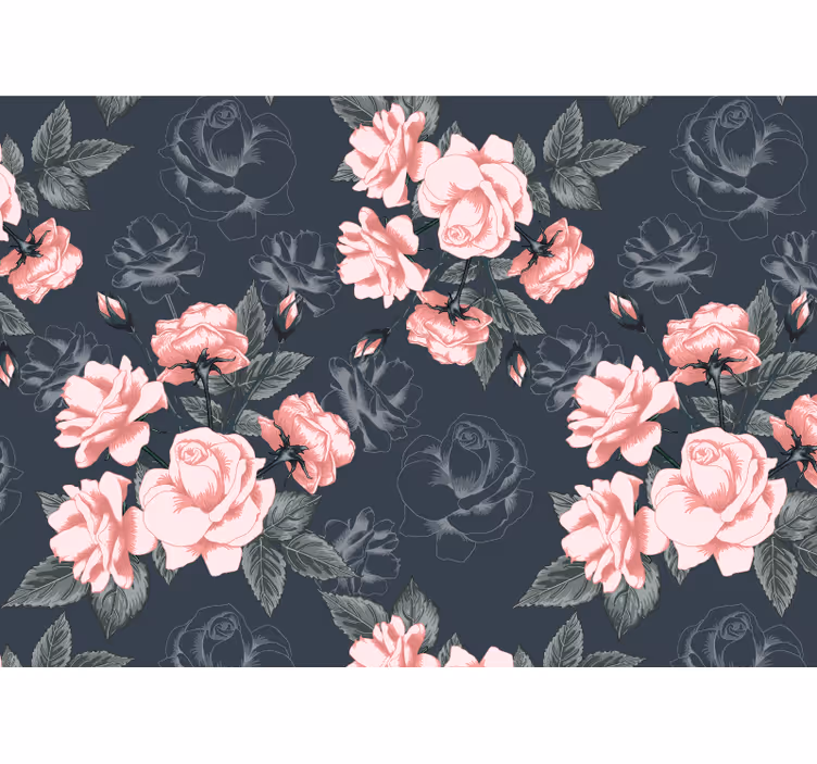 Rollo wohnzimmer mit vintage weißen und rosa rosen - TenStickers