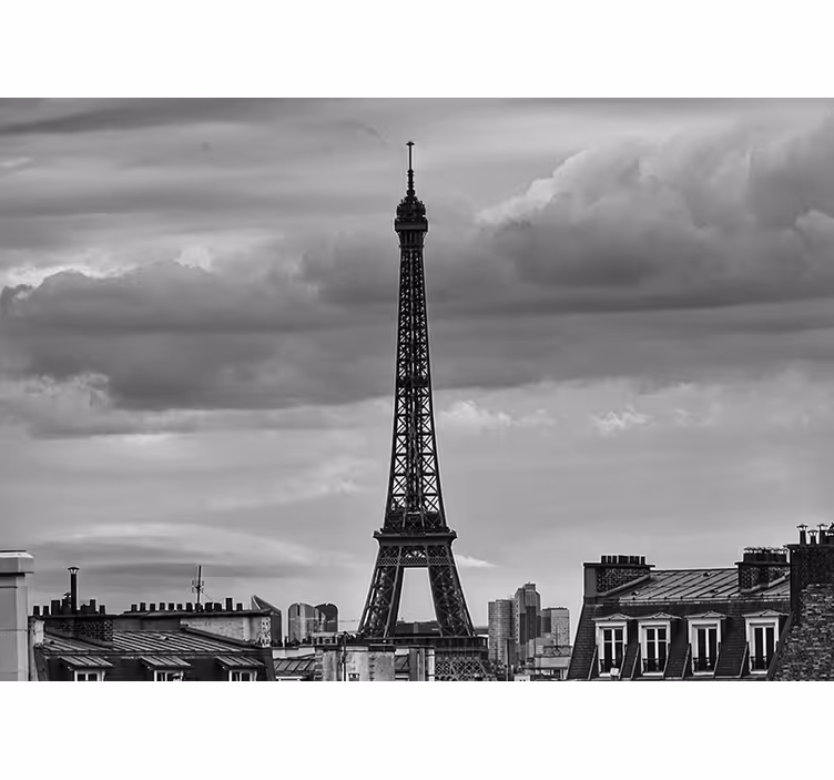 Rollo wohnzimmer tour eiffel schwarz-weiß - TenStickers