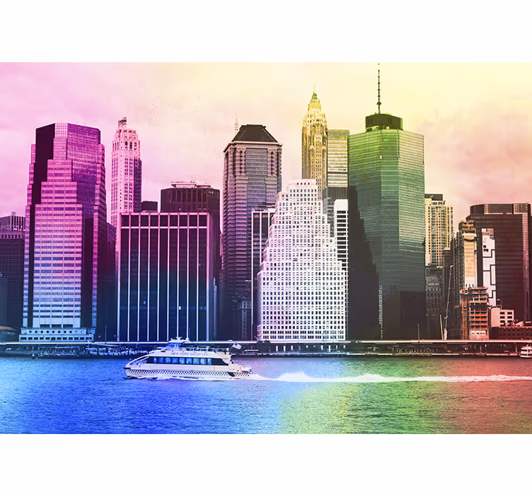 Rollo wohnzimmer bunte manhattan wolkenkratzer - TenStickers