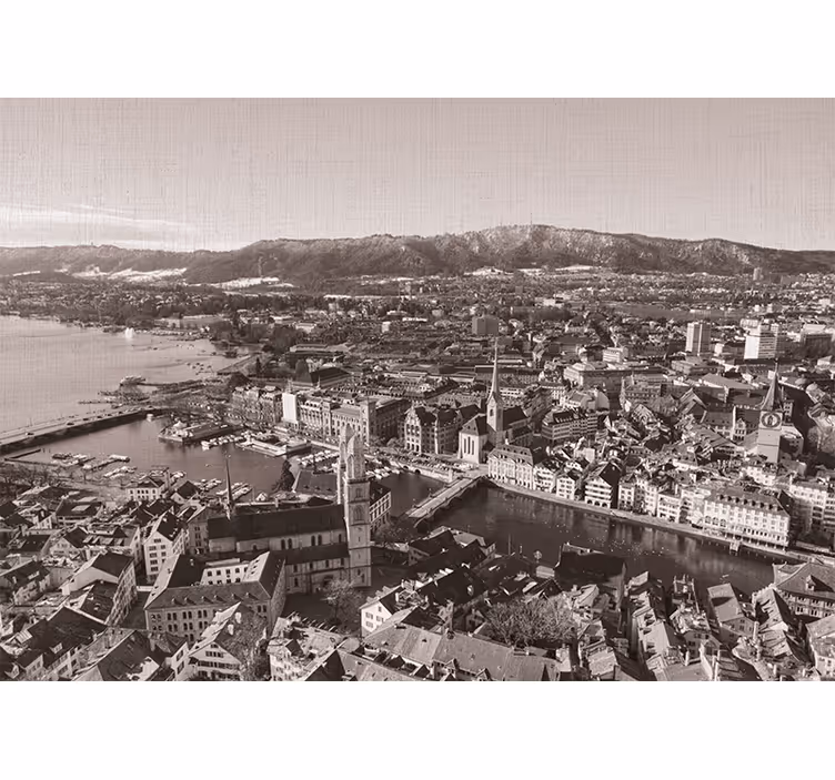 Rollo wohnzimmer zürich mit bergen im hintergrund - TenStickers