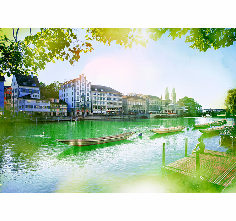 Rollo wohnzimmer schöner see im sommer - TenStickers
