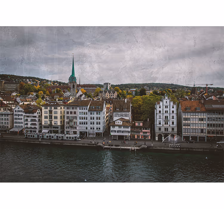 Rollo wohnzimmer zürich häuser am see - TenStickers