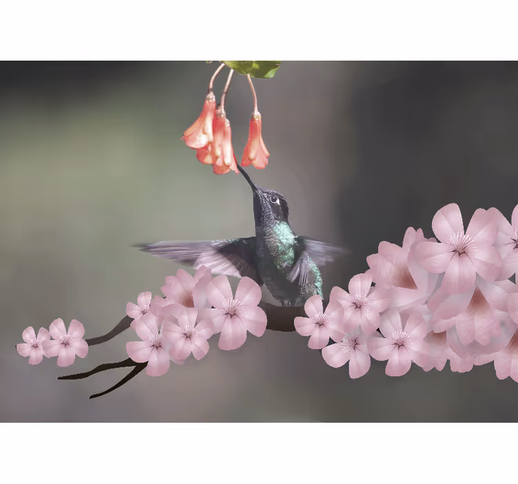 Rollo wohnzimmer mit kastanienbraunem vogel auf baum - TenStickers
