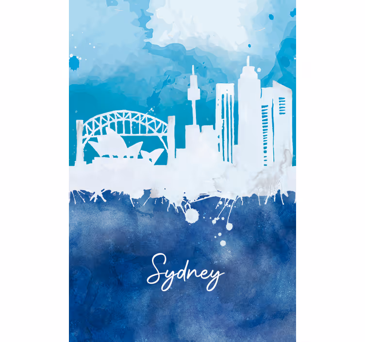 Rollo wohnzimmer skyline sydney aquarell - TenStickers