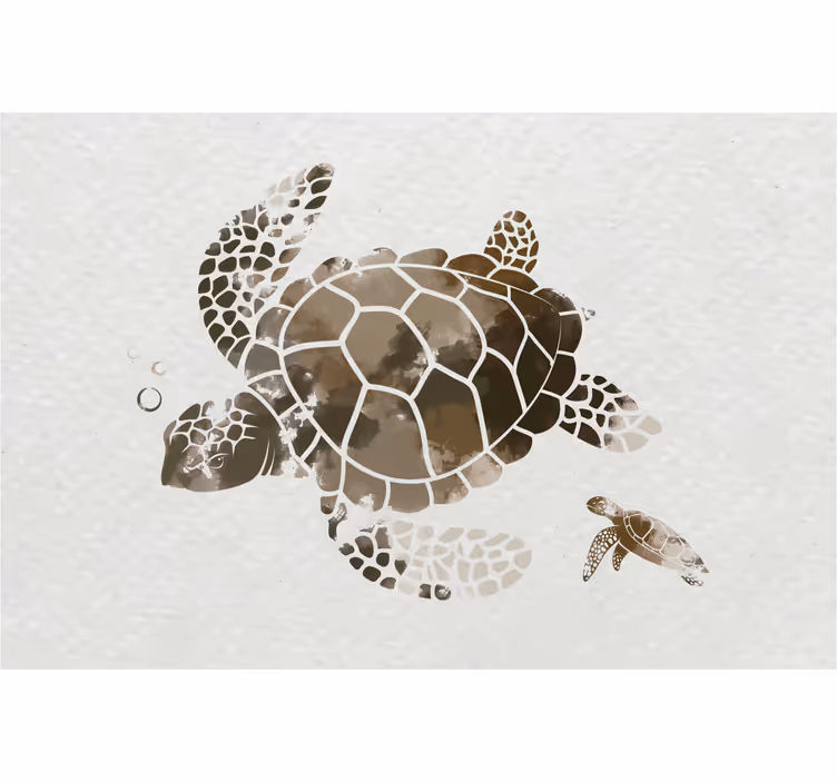 Rollo wohnzimmer mit braunem aquarellschildkröte - TenStickers