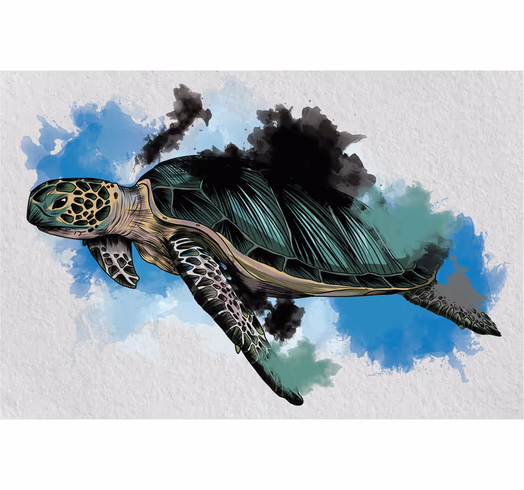 Rollo wohnzimmer mit aquarell schildkröte - TenStickers