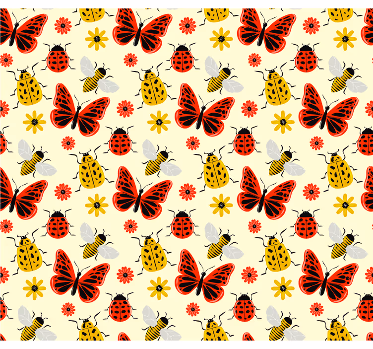 Rollo wohnzimmer mit buntem minimalistischen käferdesign - TenStickers