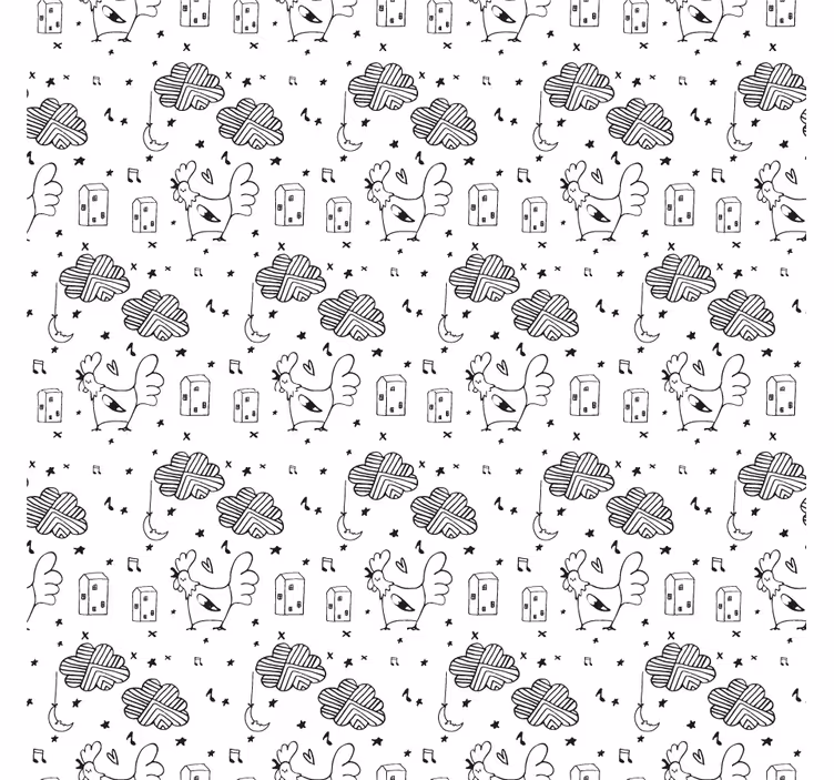 Rollo wohnzimmer mit schwarz-weißen hühnern im nordic stil - TenStickers
