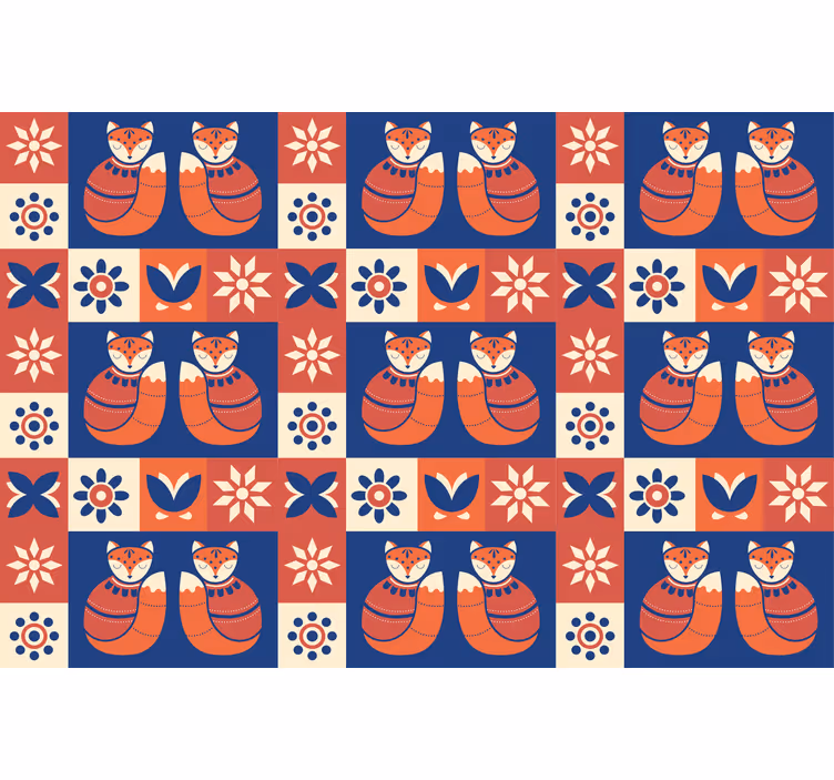 Rollo wohnzimmer mit buntem traditionellen tiermuster - TenStickers