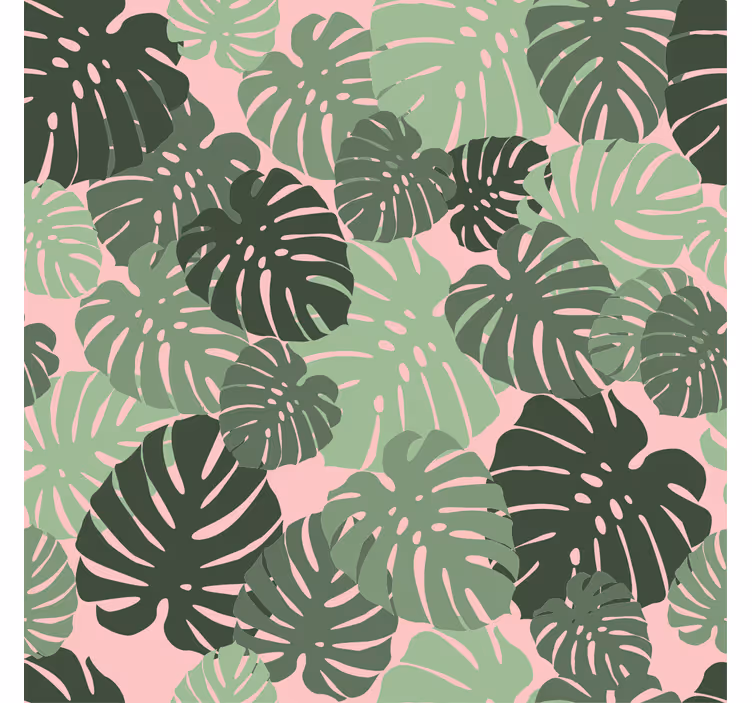 Rollo wohnzimmer mit pinken monstera-blättern - TenStickers