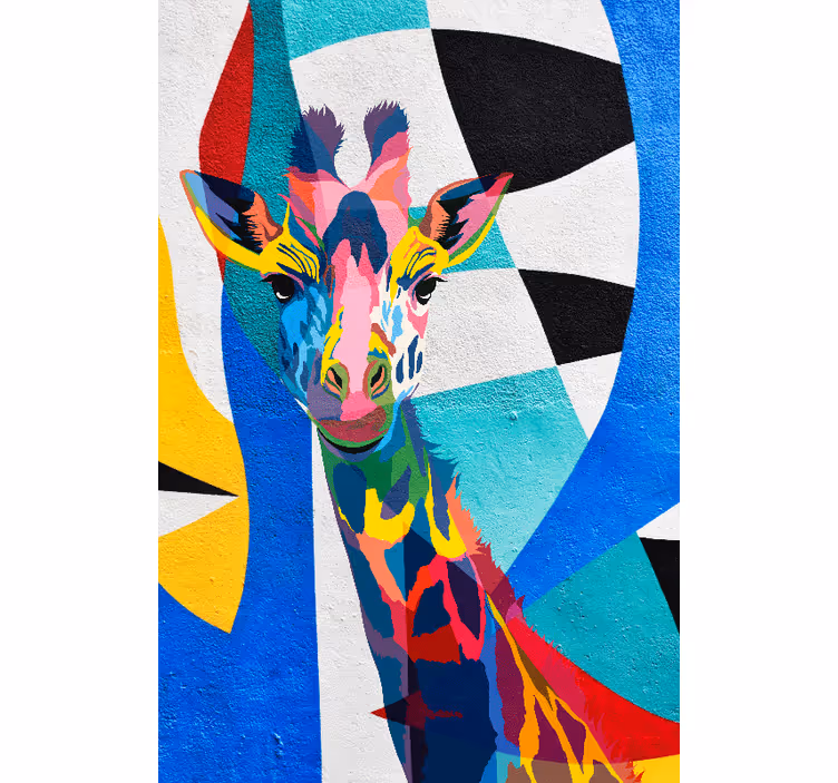 Rollo wohnzimmer mit abstrakter bunter giraffe - TenStickers