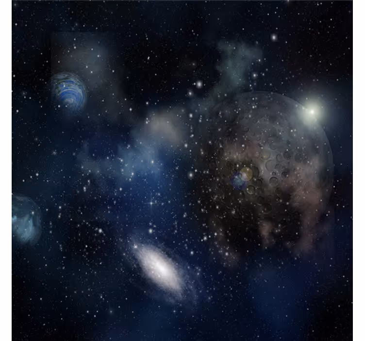 Rollo wohnzimmer mit schönem blick auf raum und planet - TenStickers