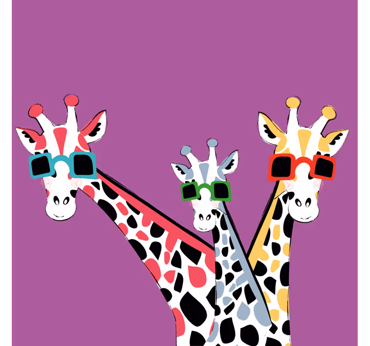 Rollo wohnzimmer mit lustigen giraffen in sonnenbrillen - TenStickers