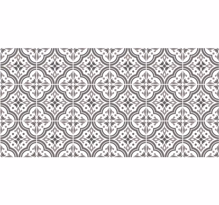 Rollo fenster grau mit grauen fliesen und blumen - TenStickers