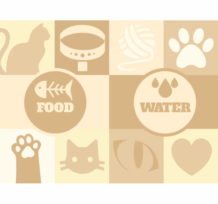 Rollo fenster beige für katzen wasser und futter - TenStickers