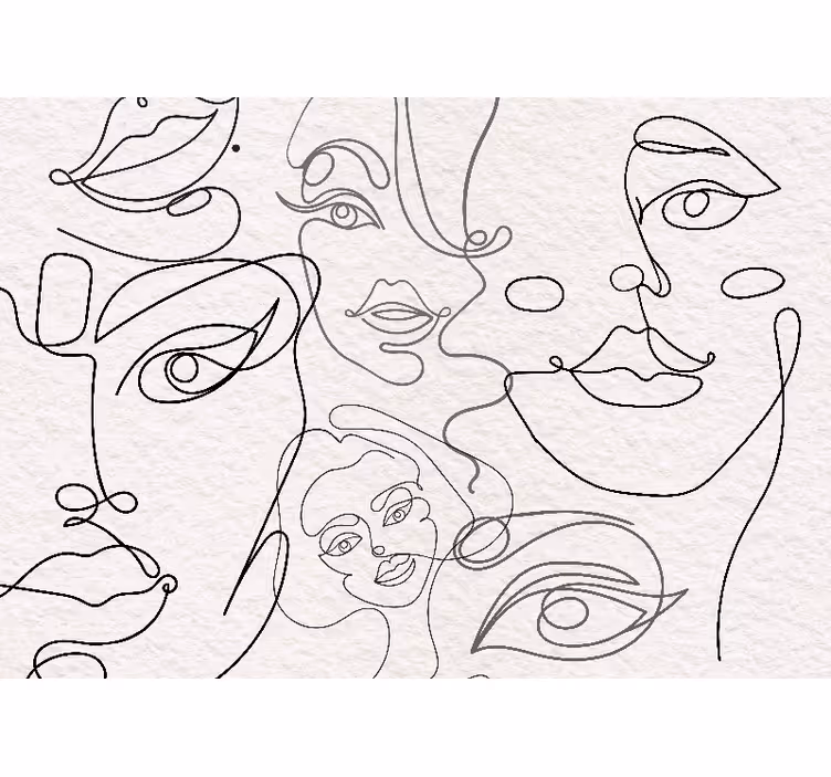 Rollo fenster weiß mit minimalistischer gesichtszeichnung - TenStickers