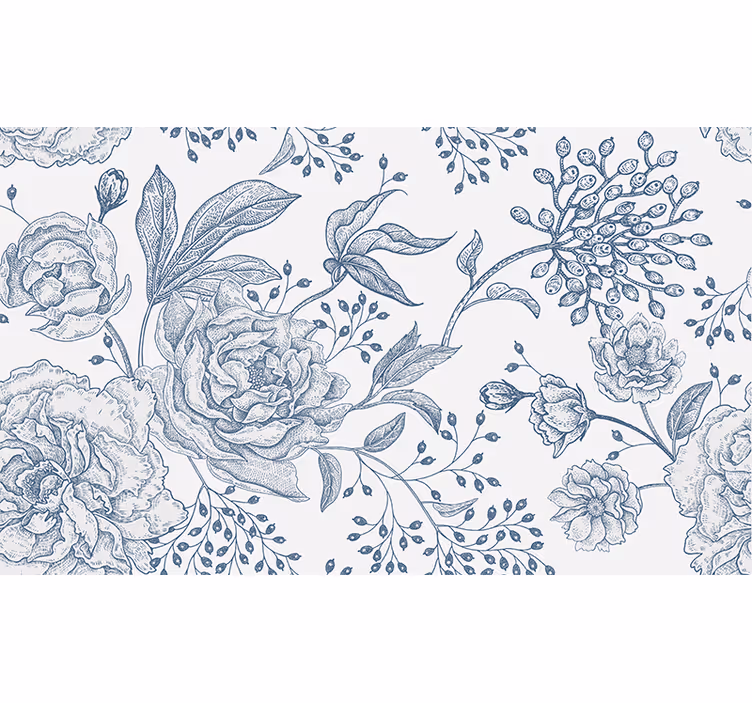 Rollo fenster weiß mit retro floralem design - TenStickers
