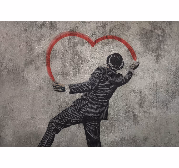 Rollo fenster grau mit banksy herz graffiti - TenStickers