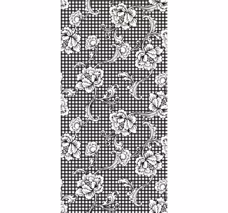 Rollo fenster vintage im schwarz-weißen gingham-muster - TenStickers