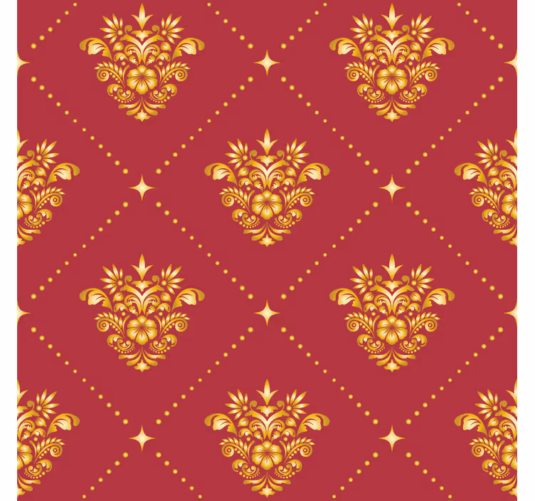 Rollo fenster vintage mit goldenem damastmuster - TenStickers