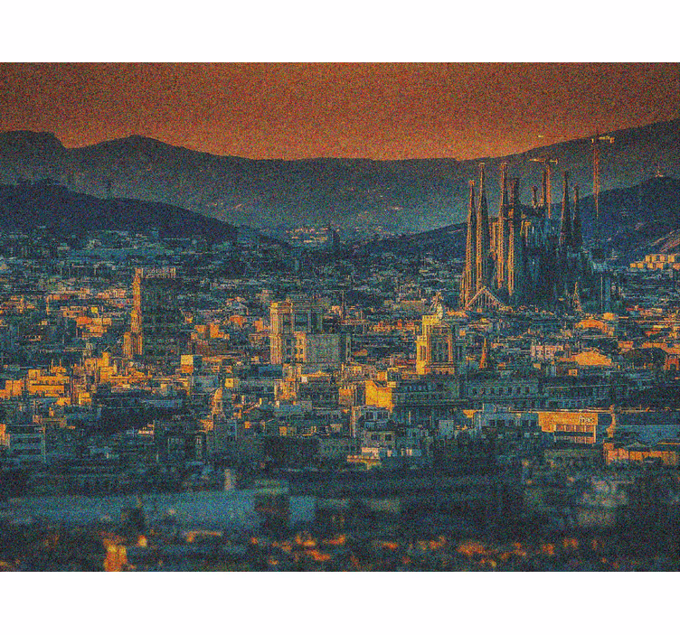 Rollo wohnzimmer barcelona bei nacht aus der luft - TenStickers