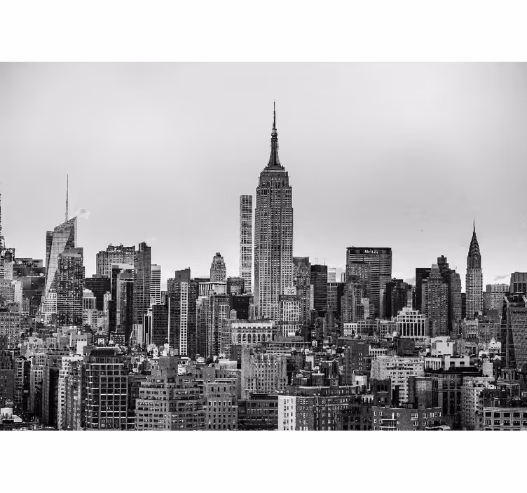 Rollo wohnzimmer mit schwarz-weiß bild von new york - TenStickers