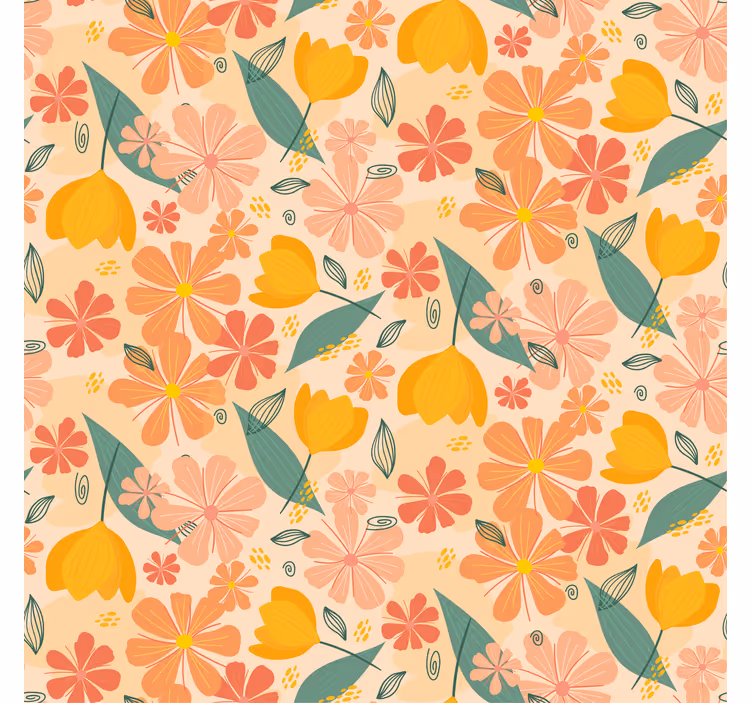 Rollo wohnzimmer bunte vintage-blätter und blumen - TenStickers