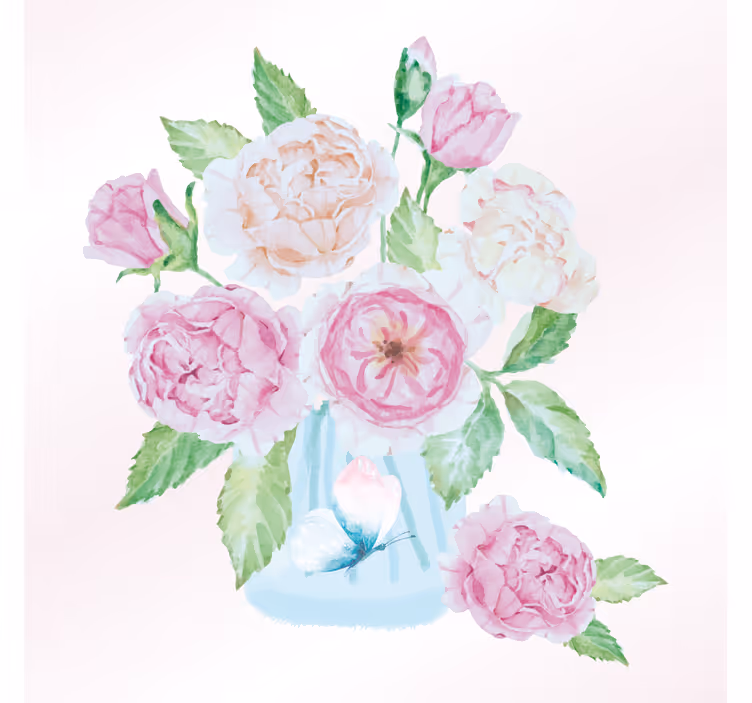 Rollo wohnzimmer mit glasgefäß blumen und schmetterling - TenStickers