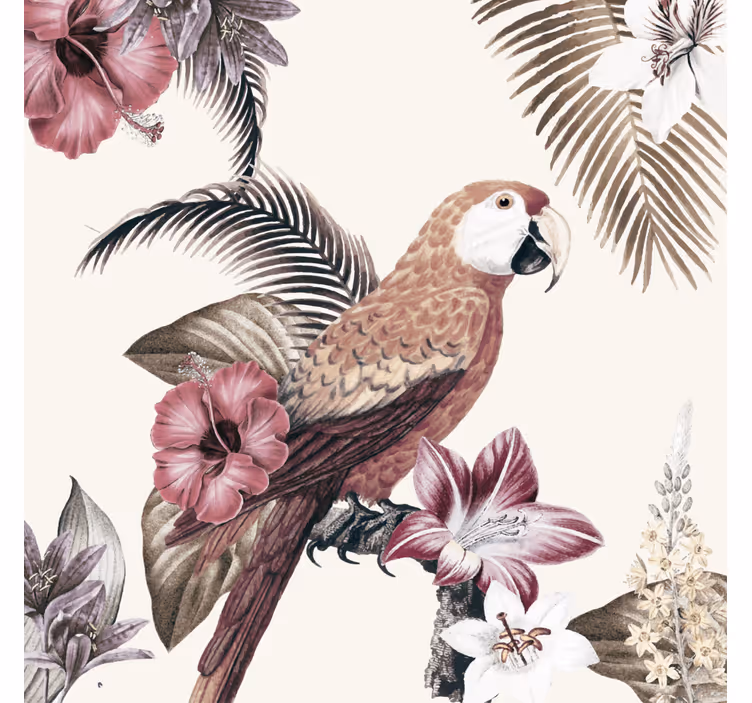 Rollo wohnzimmer bunter papagei mit pinken blumen - TenStickers
