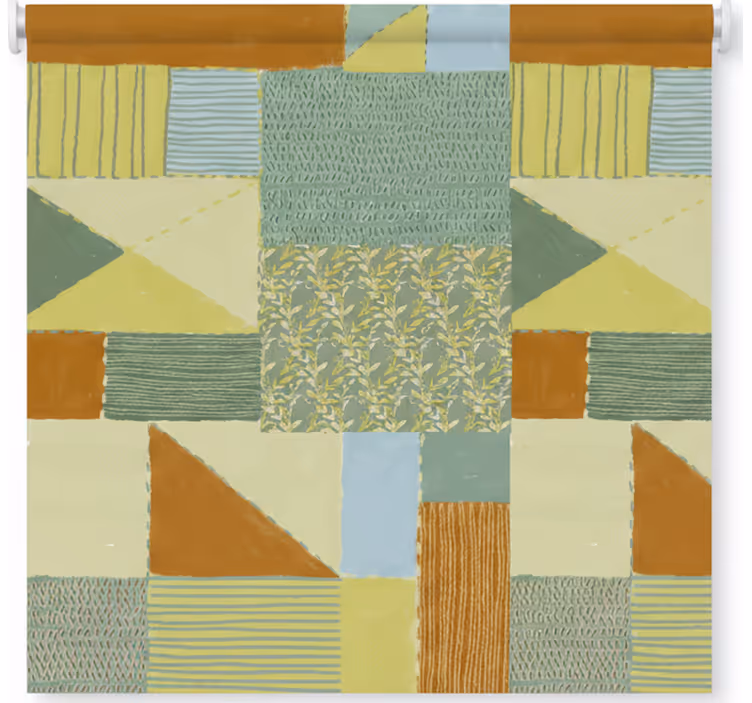 Rollo wohnzimmer mit buntem patchwork-dreieckdesign - TenStickers