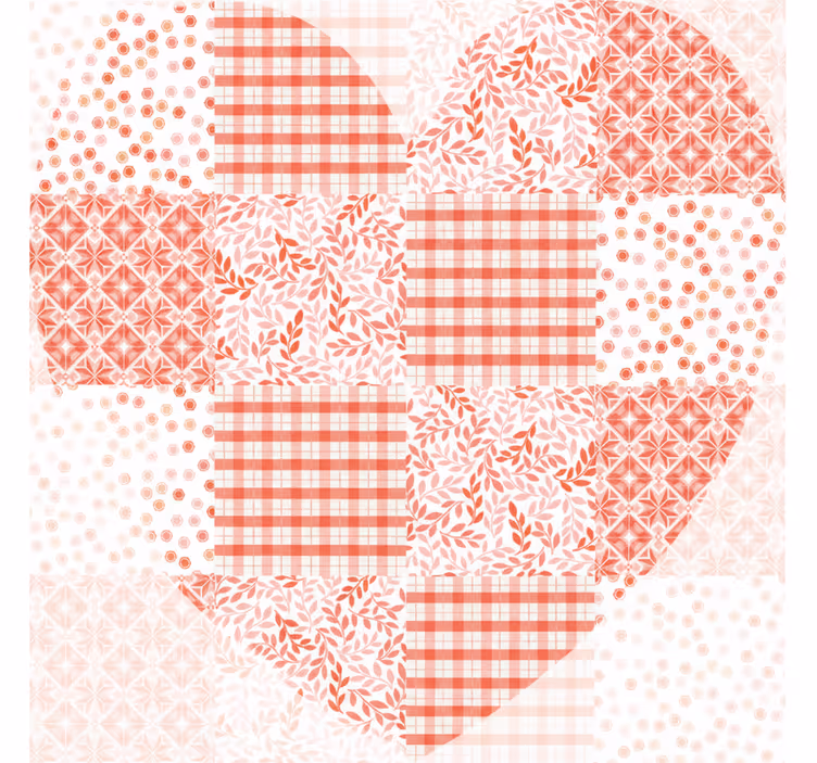 Rollo wohnzimmer im patchwork herzdesign rot und weiß - TenStickers